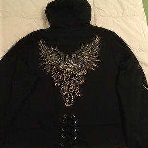 Harley women’s black, size 2X, zippered hoodie